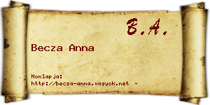 Becza Anna névjegykártya